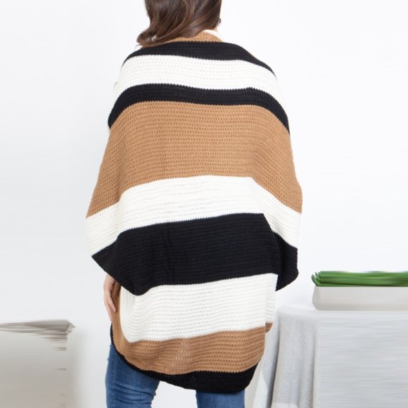 Cozy and Chic: Ribbed Cocoon Cardigan Stylish Striped Waffle Rib | Plus Size - Picture 2 of 7